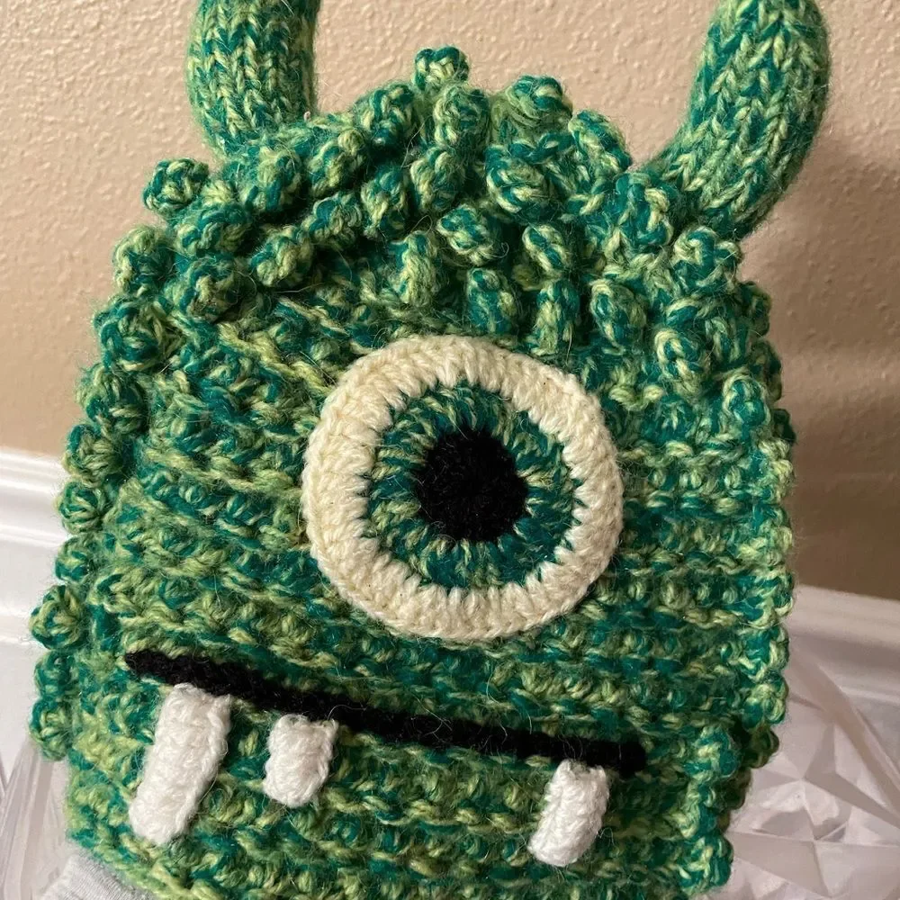 Andes Gifts Kids Hand Crocheted Monster Hat Ages 5-8